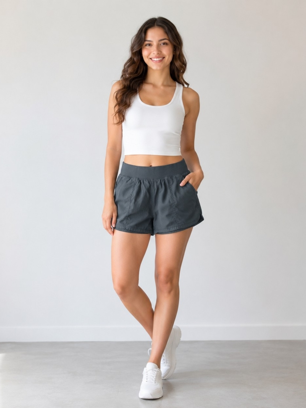 Member's Mark Women's Black Tencel Lyocell  Athletic Shorts with Elastic Waist L